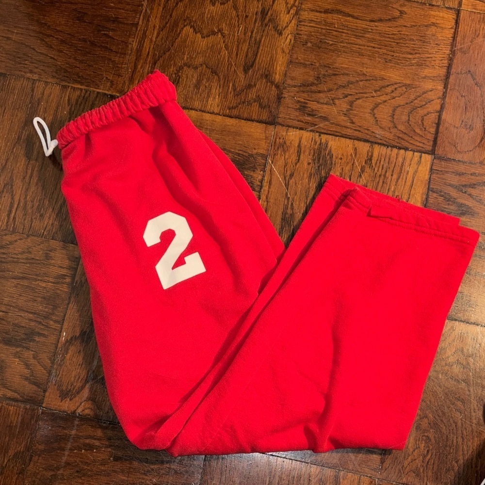 Vtg 90s Jerzees Red Sweatpants Joggers Size Large with number 2